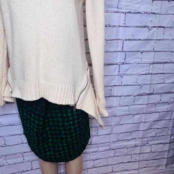 Alexander Wang Womens Zipper Cream Knit Asymmetric Merino Wool Blend Sweater Med - Picture 3 of 10